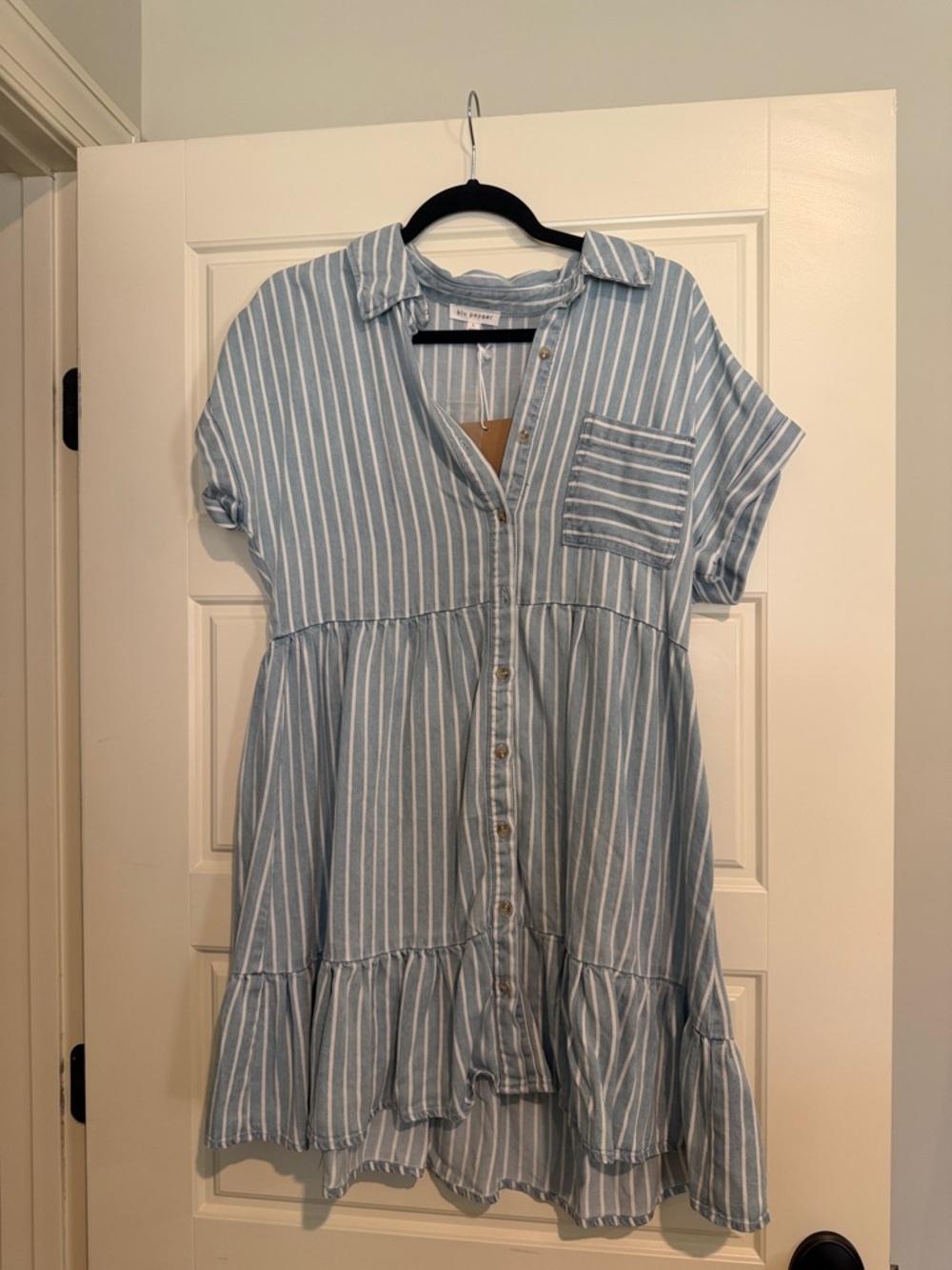 Denim Striped Button-Front Tunic Dress NWT